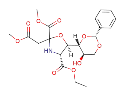 methyl (4R,5R)-5-(1,3-O-benzylidene-D-erythro-glycerol-1-yl)-4-(ethoxycarbonyl)-2-(methoxycarbonyl)oxazolidin-2-yl acetate